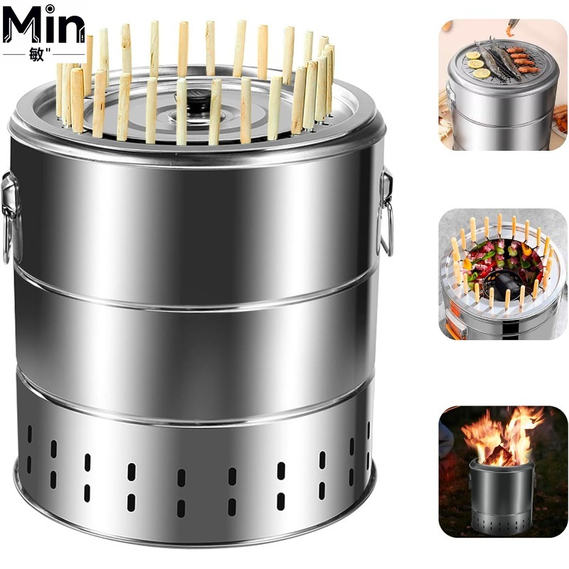 Camping Cooking Grate - Parrilla Portátil de Carbón de Acero