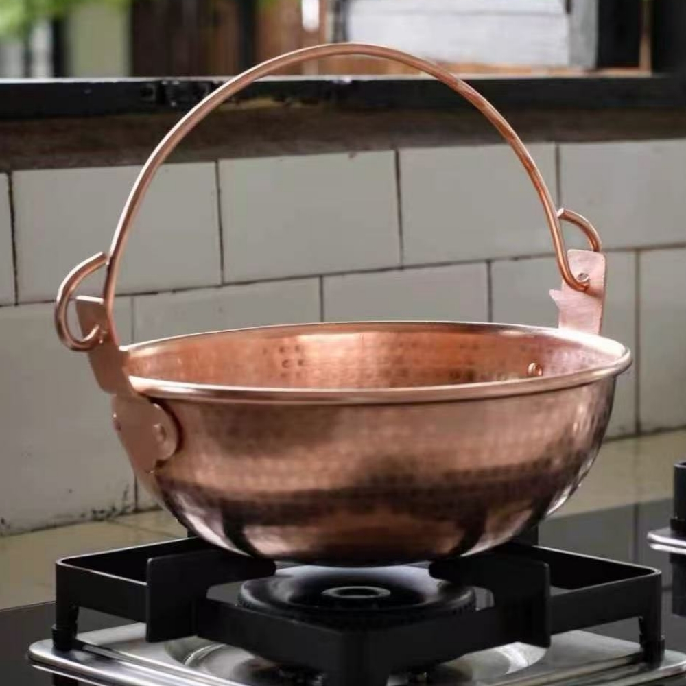 Camping Hanging Cooking Pot - Olla colgante de cobre Vintage, olla