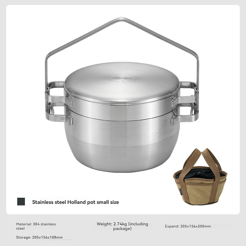 Camping Hanging Cooking Pot - Olla colgante para exteriores de acero