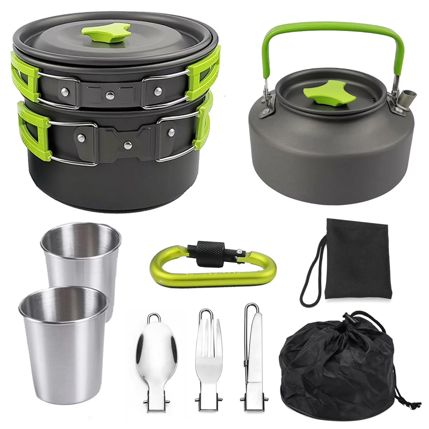 Camping Cooking Set Non Stick - Juego de Cocina para Camping, Utensilios