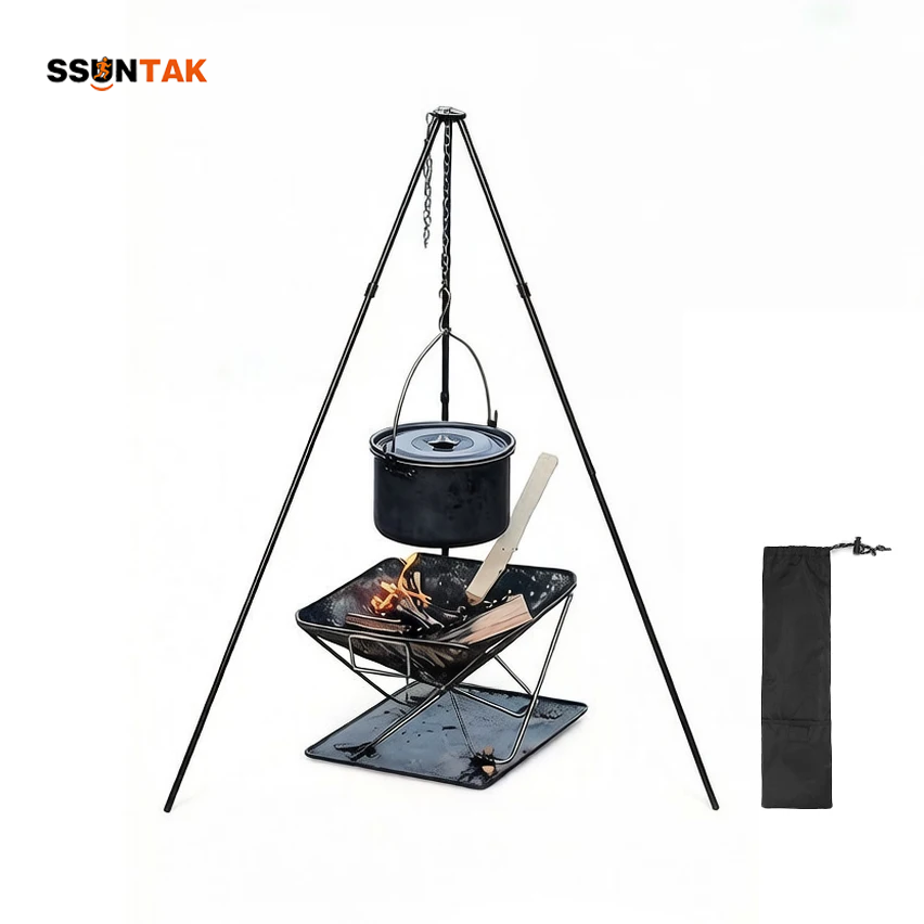 Camping Hanging Cooking Pot - SSUNTAK Soporte Portátil Desmontable para Barbacoa
