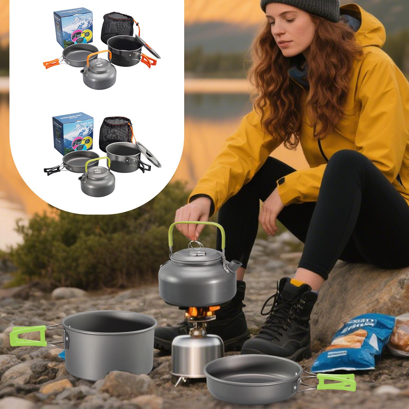 Camping Cooking Set Non Stick - Utensilios de cocina para acampar, juego