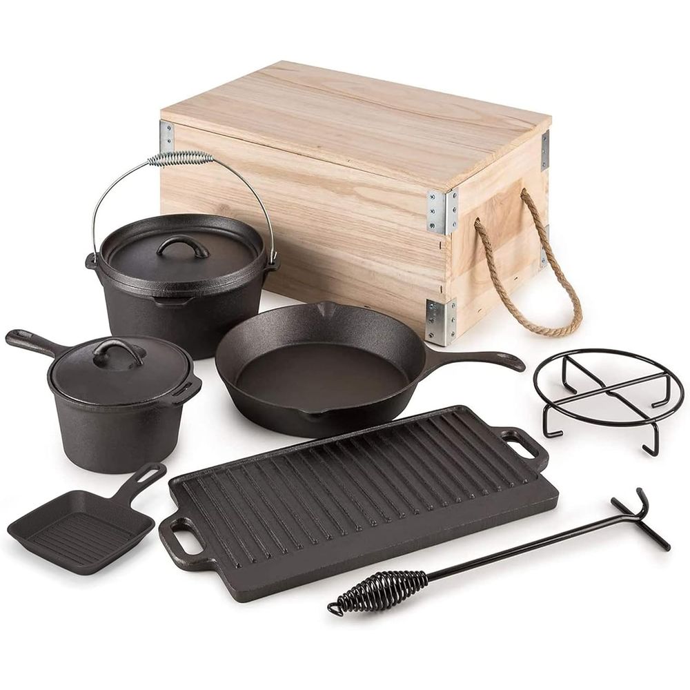 Vintage Camping Cooking Set - Juego de 8 piezas de utensilios