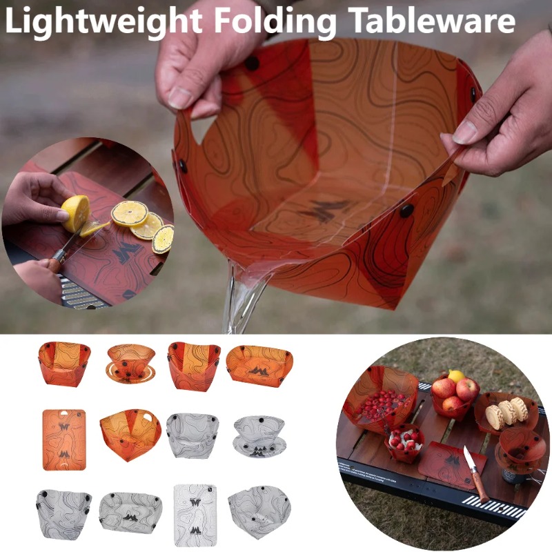 Camping Cooking Hot Plate - Vajilla plegable para acampar, cuenco portátil,