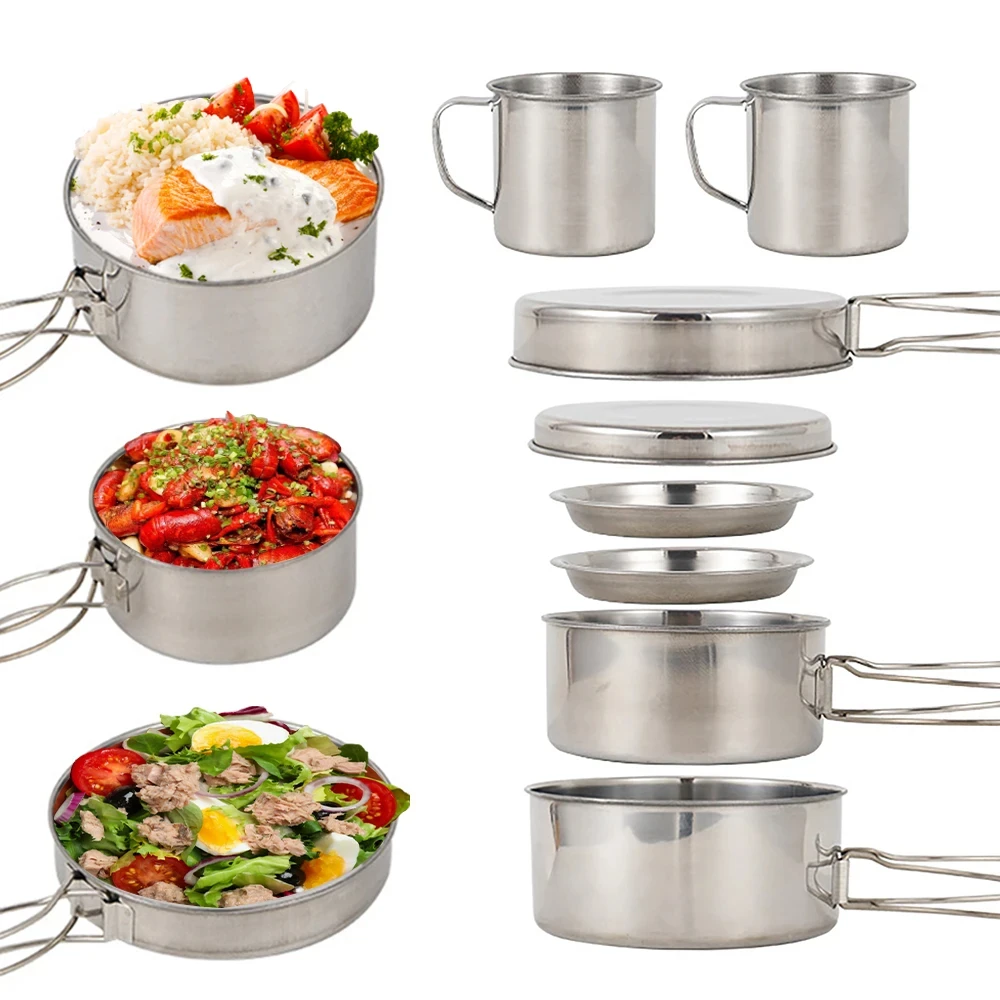 8 unids/set utensilios de coci - Camping Cooking Hot Plate reseña y precio
