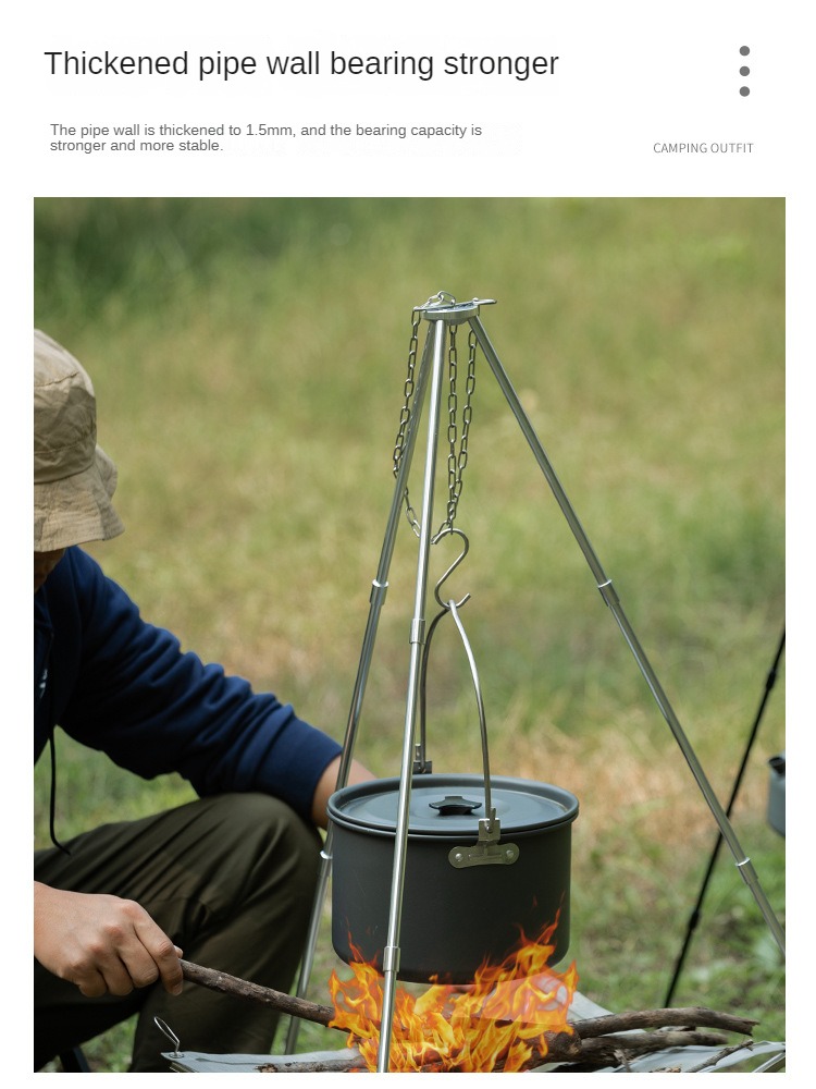 Trípode portátil para hoguera, - Camping Hanging Cooking Pot reseña y precio