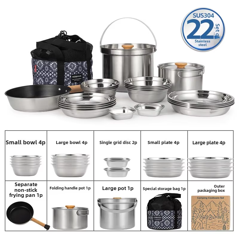 NOBANA, el más nuevo juego de  - Camping Cooking And Cutlery Set reseña y precio