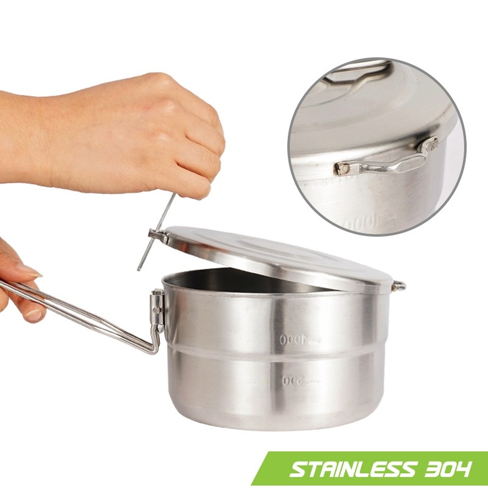 Olla de acero inoxidable 304 d - Camping Cooking Kit Box reseña y precio