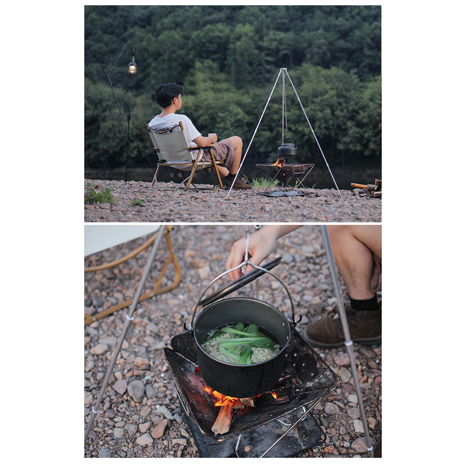 Trípode Grande para Fogatas al - Camping Hanging Cooking Pot reseña y precio