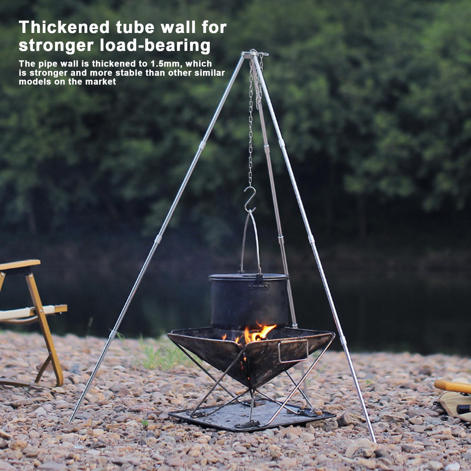 Trípode Grande para Fogatas al - Camping Hanging Cooking Pot reseña y precio